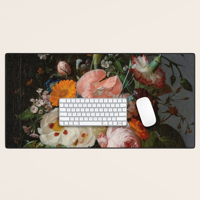 Still Life with Flowers on a Marble Tabletop, Rachel Ruysch, 1716 Desk Mat Gallery Image 1