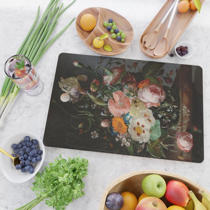 Still Life with Flowers on a Marble Tabletop, Rachel Ruysch, 1716 Cutting Board Gallery Image 2