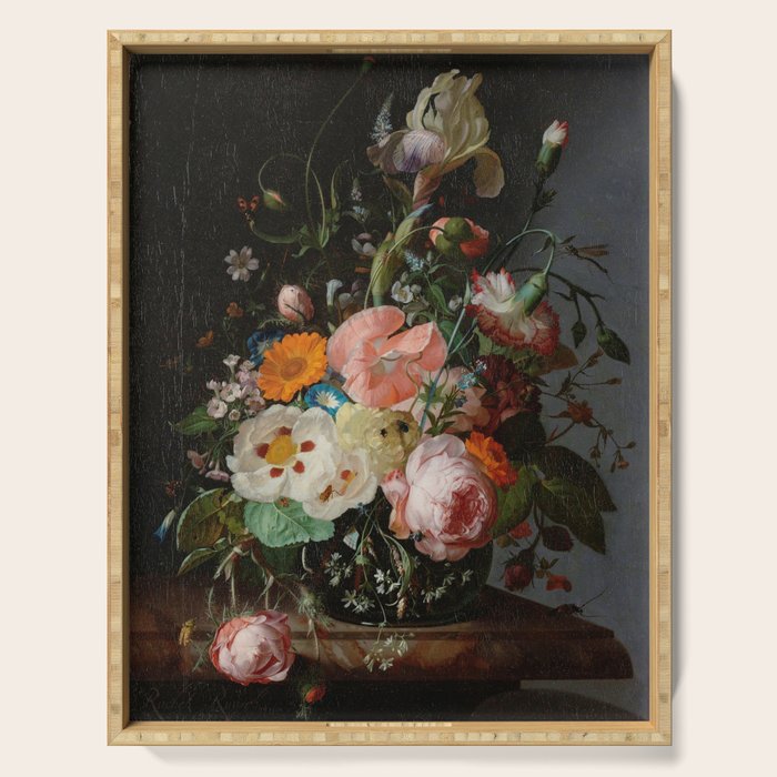 Still Life with Flowers on a Marble Tabletop, Rachel Ruysch, 1716 Serving Tray Gallery Image 1
