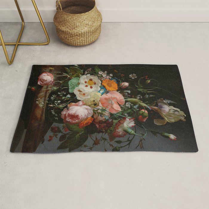 Still Life with Flowers on a Marble Tabletop, Rachel Ruysch, 1716 Rug Gallery Image 1