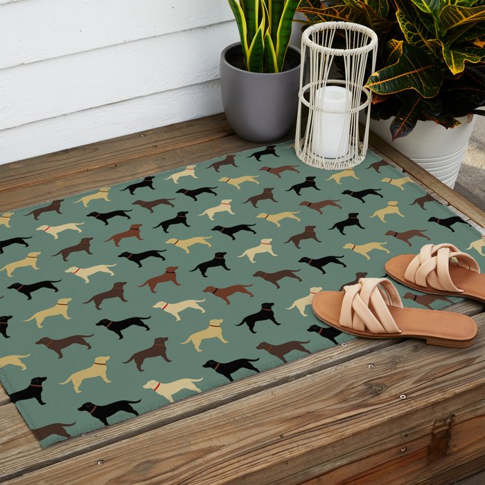 Labrador Retriever Dog Silhouettes Pattern Outdoor Rug Gallery Image 2