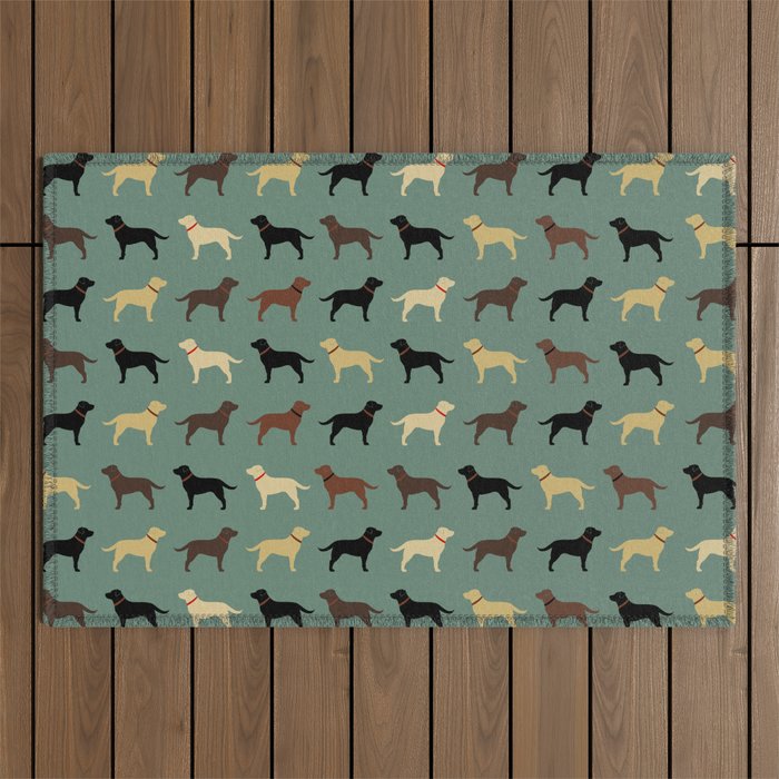 Labrador Retriever Dog Silhouettes Pattern Outdoor Rug Gallery Image 1