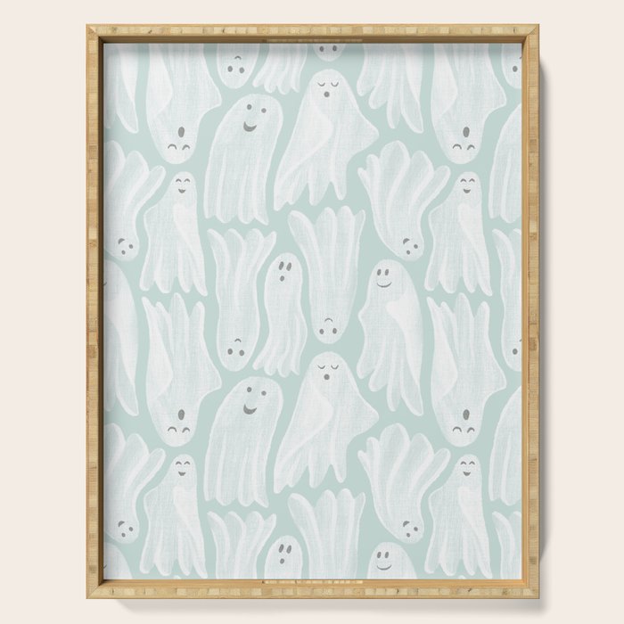 Gossamer Ghosts - soft blue Serving Tray Gallery Image 1