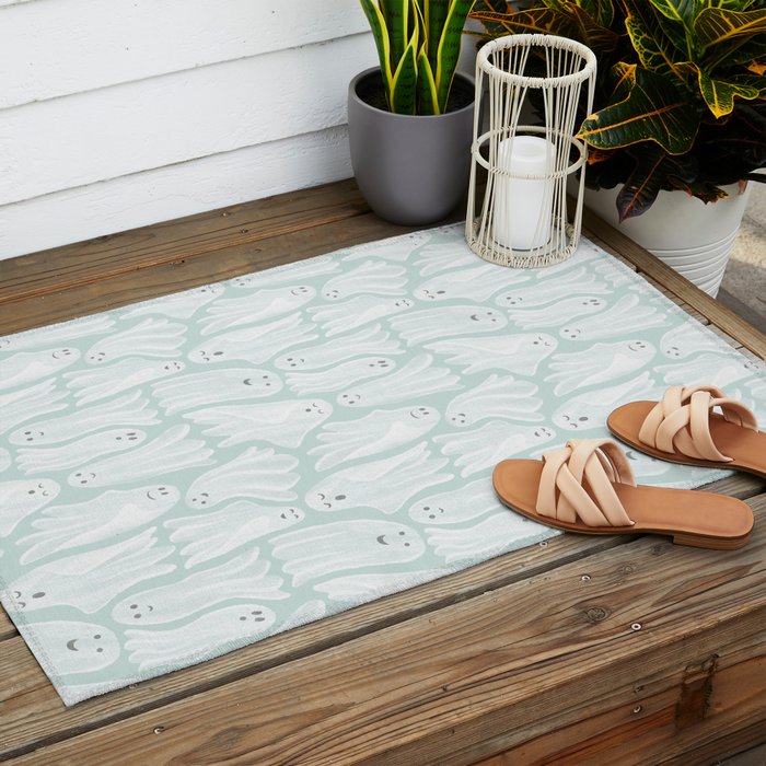 Gossamer Ghosts - soft blue Outdoor Rug Gallery Image 2