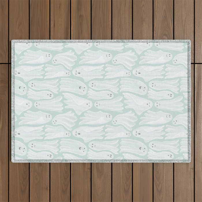 Gossamer Ghosts - soft blue Outdoor Rug Gallery Image 1