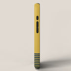 Cuff Stripe Minimalist Pattern  - Navy Blue Stripes on Light Mustard Yellow Solid iPhone Case Gallery Image 2