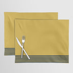 Cuff Stripe Minimalist Pattern  - Navy Blue Stripes on Light Mustard Yellow Solid Placemat Gallery Image 1