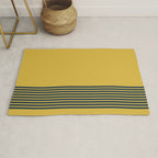Cuff Stripe Minimalist Pattern  - Navy Blue Stripes on Light Mustard Yellow Solid Rug Gallery Image 1