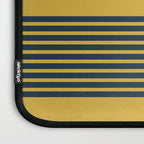 Cuff Stripe Minimalist Pattern  - Navy Blue Stripes on Light Mustard Yellow Solid Laptop Sleeve Gallery Image 3