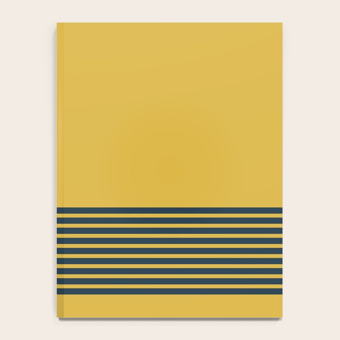 Cuff Stripe Minimalist Pattern  - Navy Blue Stripes on Light Mustard Yellow Solid Notebook Gallery Image 4