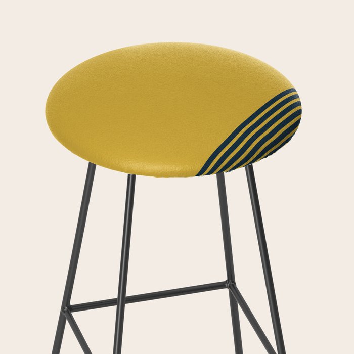 Cuff Stripe Minimalist Pattern  - Navy Blue Stripes on Light Mustard Yellow Solid Stool Gallery Image 2