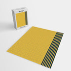 Cuff Stripe Minimalist Pattern  - Navy Blue Stripes on Light Mustard Yellow Solid Jigsaw Puzzle Gallery Image 2