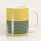 Cuff Stripe Minimalist Pattern  - Navy Blue Stripes on Light Mustard Yellow Solid Coffee Mug Gallery Image 1