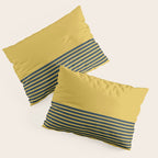 Cuff Stripe Minimalist Pattern  - Navy Blue Stripes on Light Mustard Yellow Solid Pillow Sham Gallery Image 3