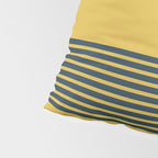Cuff Stripe Minimalist Pattern  - Navy Blue Stripes on Light Mustard Yellow Solid Pillow Sham Gallery Image 4