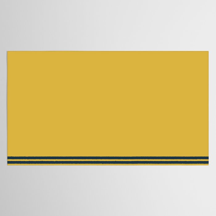 Cuff Stripe Minimalist Pattern  - Navy Blue Stripes on Light Mustard Yellow Solid Tablecloth Gallery Image 2