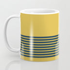 Cuff Stripe Minimalist Pattern  - Navy Blue Stripes on Light Mustard Yellow Solid Coffee Mug Gallery Image 3