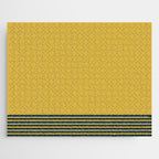 Cuff Stripe Minimalist Pattern  - Navy Blue Stripes on Light Mustard Yellow Solid Jigsaw Puzzle Gallery Image 1