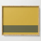 Cuff Stripe Minimalist Pattern  - Navy Blue Stripes on Light Mustard Yellow Solid Serving Tray Gallery Image 1