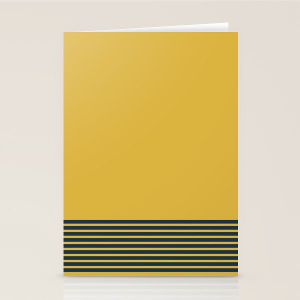 Cuff Stripe Minimalist Pattern  - Navy Blue Stripes on Light Mustard Yellow Solid Stationery Card Gallery Image 1