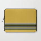 Cuff Stripe Minimalist Pattern  - Navy Blue Stripes on Light Mustard Yellow Solid Laptop Sleeve Gallery Image 1