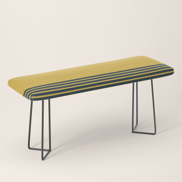 Cuff Stripe Minimalist Pattern  - Navy Blue Stripes on Light Mustard Yellow Solid Bench Gallery Image 1