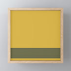 Cuff Stripe Minimalist Pattern  - Navy Blue Stripes on Light Mustard Yellow Solid Mini Art Print Gallery Image 1