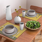 Cuff Stripe Minimalist Pattern  - Navy Blue Stripes on Light Mustard Yellow Solid Placemat Gallery Image 2