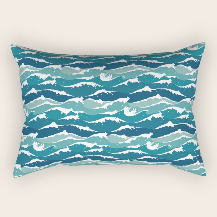 Cat waves pattern Rectangular Pillow Gallery Image 1