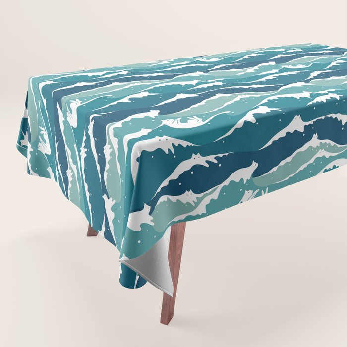 Cat waves pattern Tablecloth Gallery Image 1