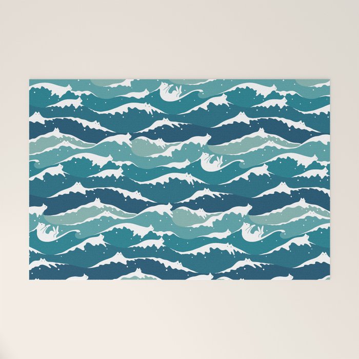 Cat waves pattern Welcome Mat Gallery Image 1