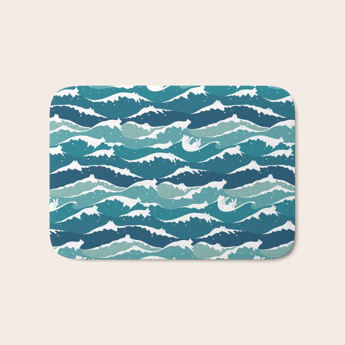 Cat waves pattern Bath Mat Gallery Image 1