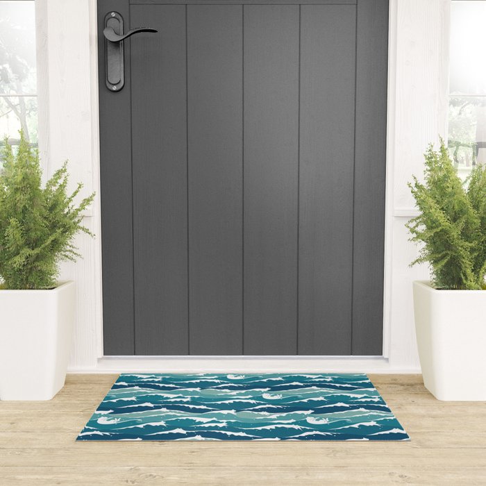 Cat waves pattern Welcome Mat Gallery Image 3