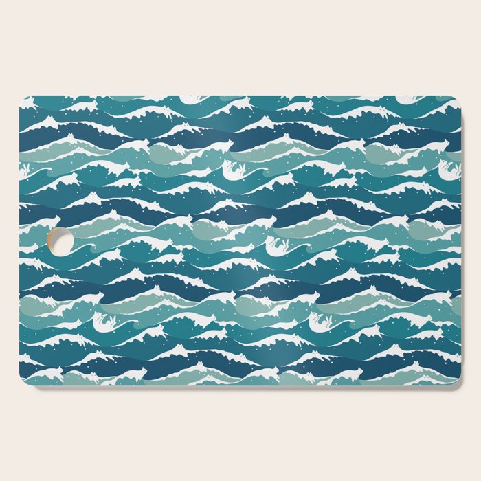 Cat waves pattern Cutting Board Gallery Image 1