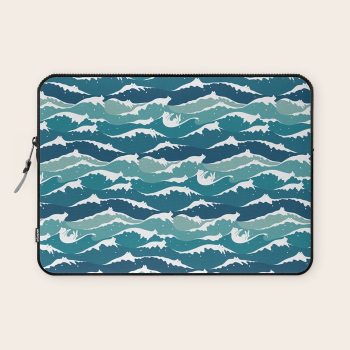 Cat waves pattern Laptop Sleeve Gallery Image 1