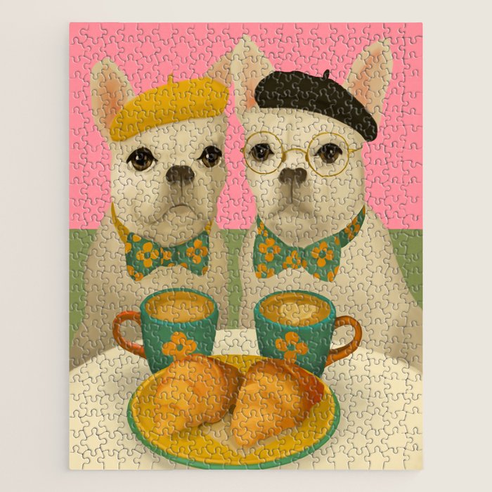 French Bulldogs at Breakfast Cafe Jigsaw Puzzle Gallery Image 1