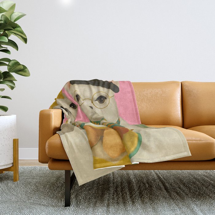 French Bulldogs at Breakfast Cafe Throw Blanket Gallery Image 1
