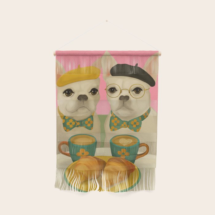 French Bulldogs at Breakfast Cafe Wall Hanging Gallery Image 1