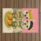 French Bulldogs at Breakfast Cafe Outdoor Rug Gallery Image 1