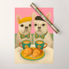 French Bulldogs at Breakfast Cafe Wrapping Paper Gallery Image 1