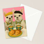French Bulldogs at Breakfast Cafe Stationery Card Gallery Image 2
