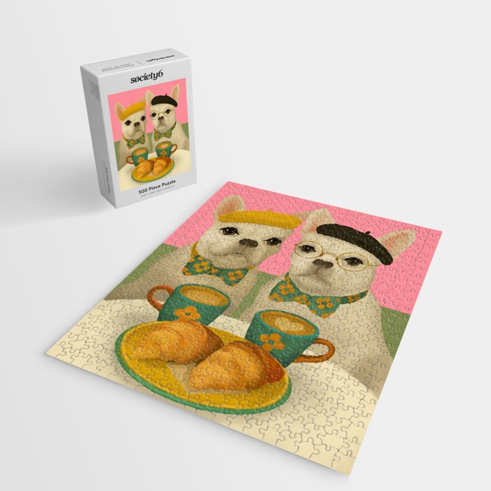 French Bulldogs at Breakfast Cafe Jigsaw Puzzle Gallery Image 2