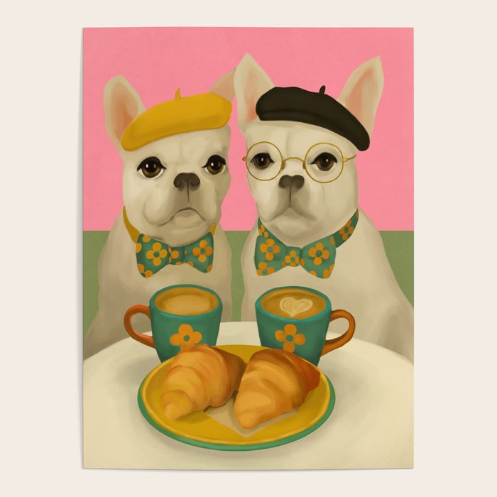 French Bulldogs at Breakfast Cafe Poster Gallery Image 4