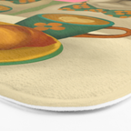 French Bulldogs at Breakfast Cafe Bath Mat Gallery Image 3