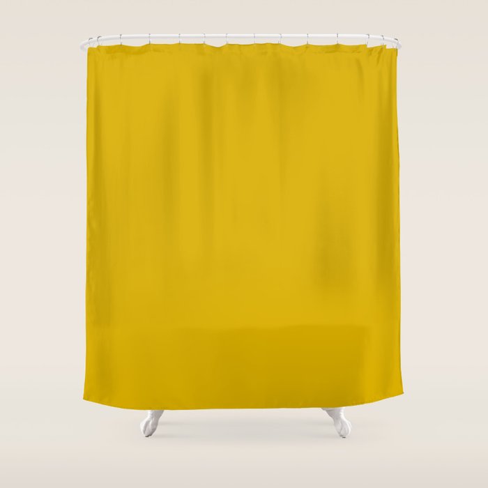 Mango Yellow Solid Color Shower Curtain Gallery Image 1
