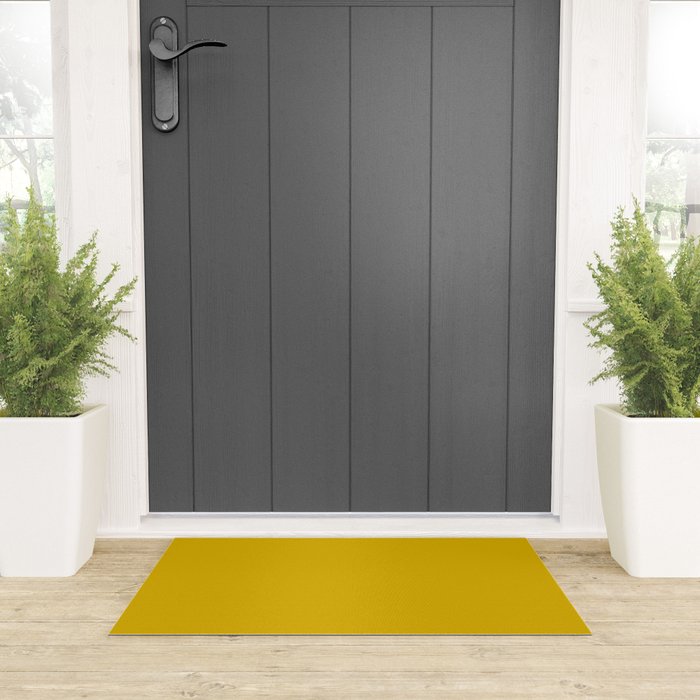 Mango Yellow Solid Color Welcome Mat Gallery Image 3