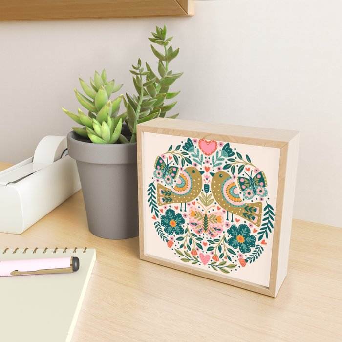 Folksy Birds love  Mini Art Print Gallery Image 2