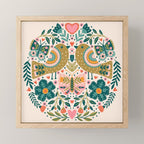 Folksy Birds love  Mini Art Print Gallery Image 1