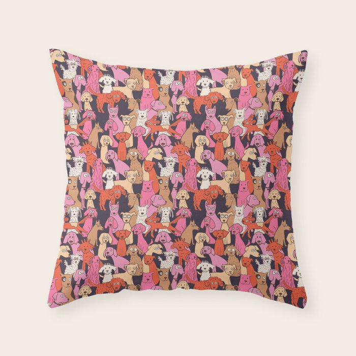 Dogs all day brights Throw Pillow Gallery Image 6