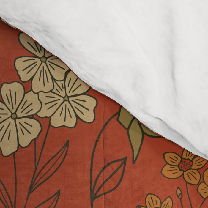 Burnt Orange & Olive Green Floral Comforter Gallery Image 4